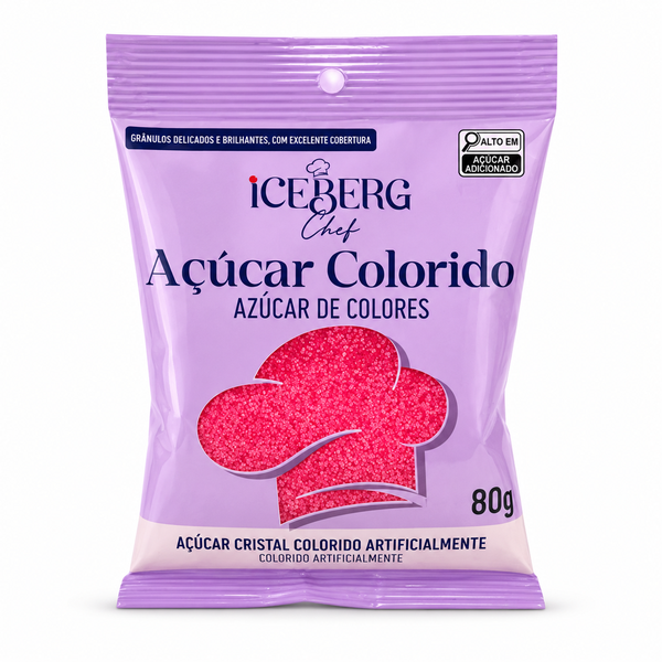 AÇUCAR COLORIDO ROSA 80G ICEBERG