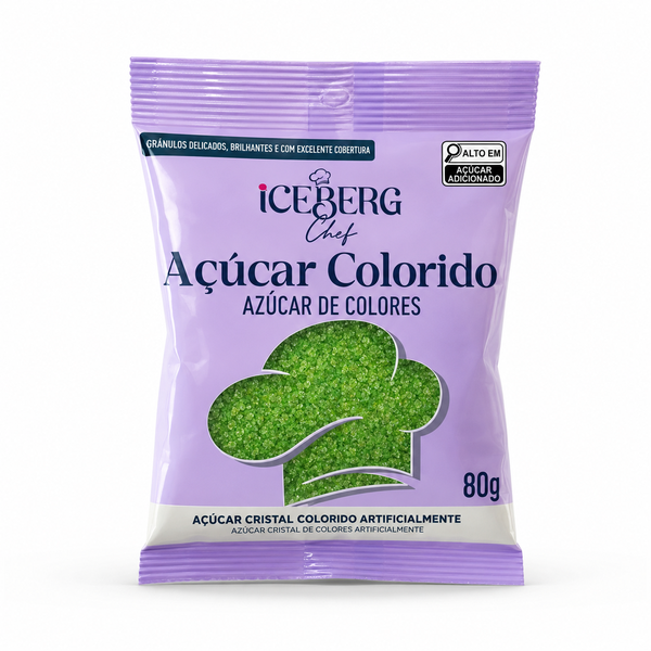 AÇUCAR COLORIDO VERDE FOLHA 80G ICEBERG
