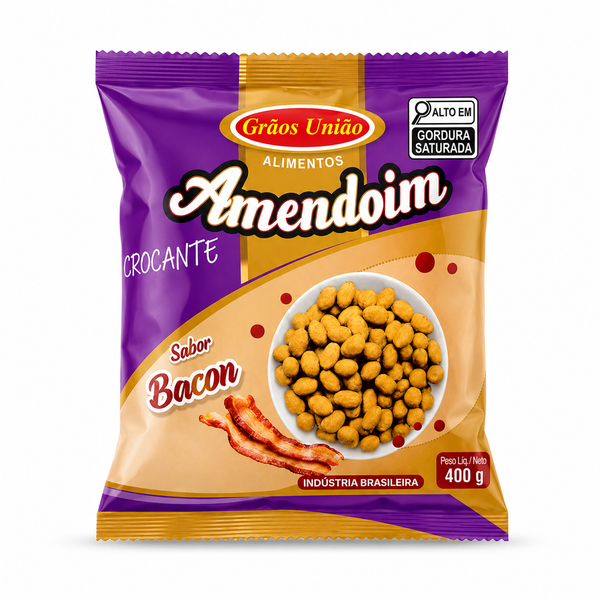 AMENDOIM BACON 400G GRÃOS UNIÃO