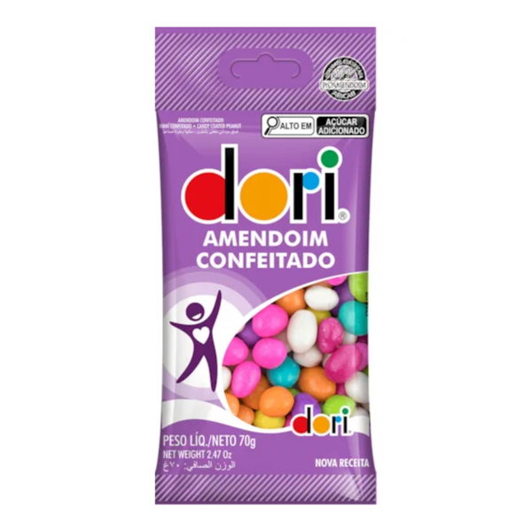 AMENDOIM CONF. COLORIDO 70G C/30UN DORI