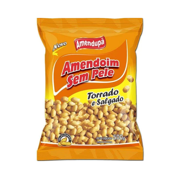 AMENDOIM TORRADO S/ PELE 500G AMENDUPA