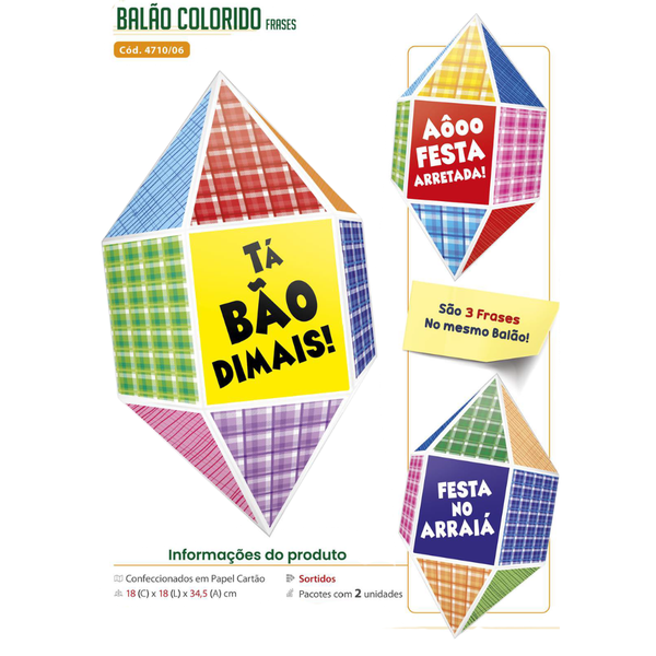 BALAO COLORIDO FRASES C/2UN KAIXOTE