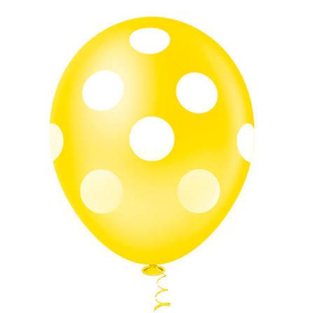 BALAO DEC. BOLINHA AMARELO/BRANCO 10" PIC PIC