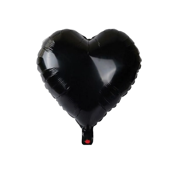 BALAO METAL. CORACAO PRETO 45CM DAFESTA