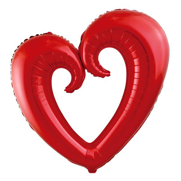 BALAO METAL. CORACAO VAZADO VERMELHO 60CM DAFESTA
