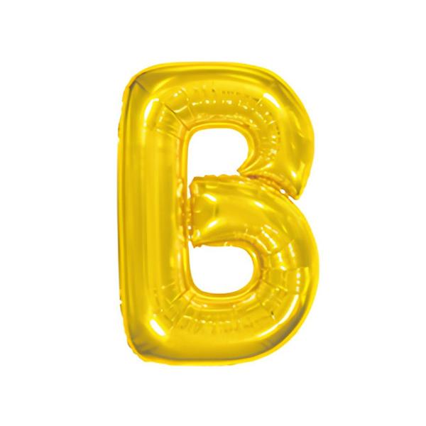 BALAO METAL. LETRA DOURADO B 45CM DAFESTA