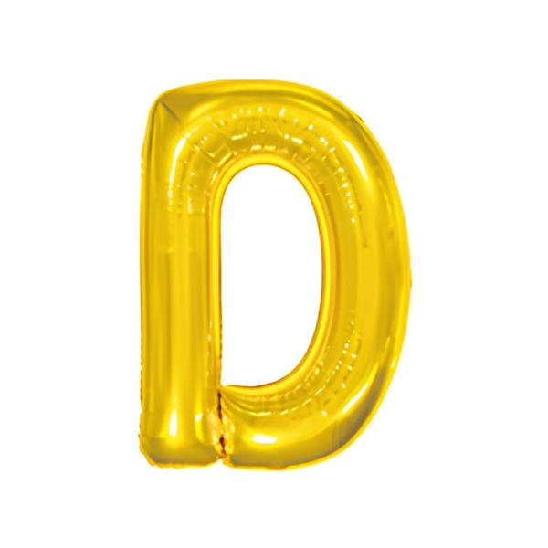 BALAO METAL. LETRA DOURADO D 100CM DAFESTA