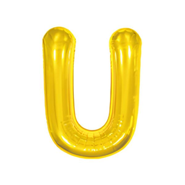 BALAO METAL. LETRA DOURADO U 45CM DAFESTA