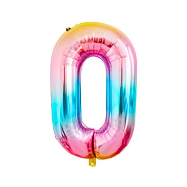 BALAO METAL. NUMERO ARCO IRIS 0 45CM DAFESTA