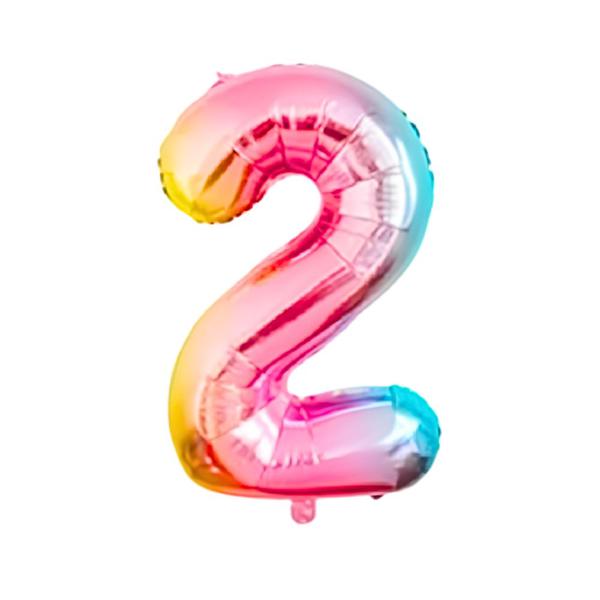 BALAO METAL. NUMERO ARCO IRIS 2 75CM DAFESTA