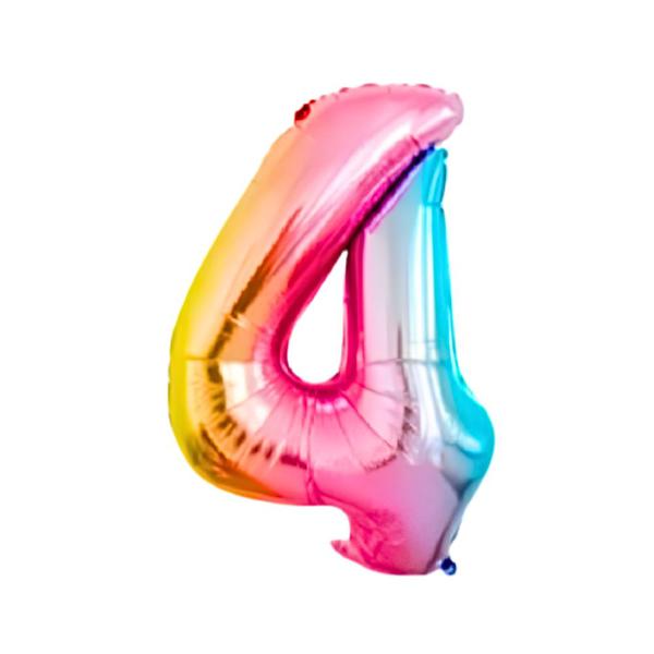 BALAO METAL. NUMERO ARCO IRIS 4 45CM DAFESTA