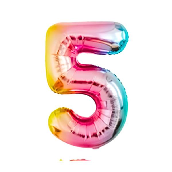BALAO METAL. NUMERO ARCO IRIS 5 45CM DAFESTA