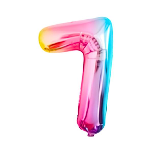 BALAO METAL. NUMERO ARCO IRIS 7 75CM DAFESTA