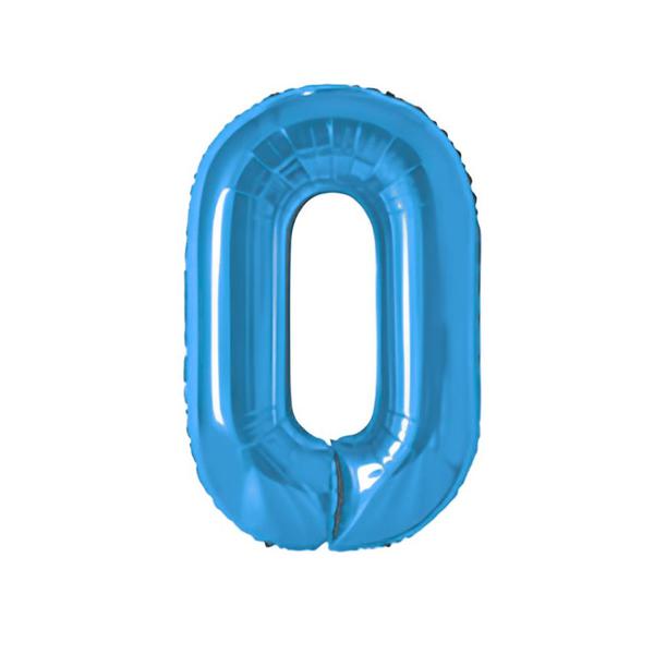 BALAO METAL. NUMERO AZUL 0 75CM DAFESTA