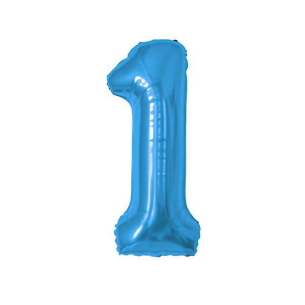 BALAO METAL. NUMERO AZUL 1 45CM DAFESTA