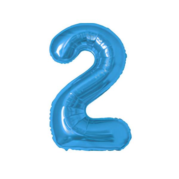 BALAO METAL. NUMERO AZUL 2 75CM DAFESTA