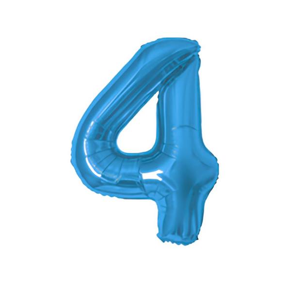 BALAO METAL. NUMERO AZUL 4 75CM DAFESTA