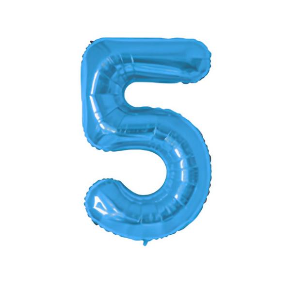 BALAO METAL. NUMERO AZUL 5 75CM DAFESTA