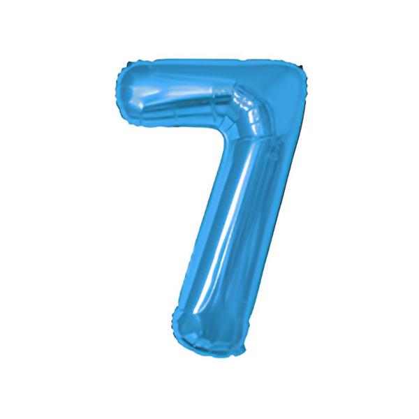 BALAO METAL. NUMERO AZUL 7 75CM DAFESTA
