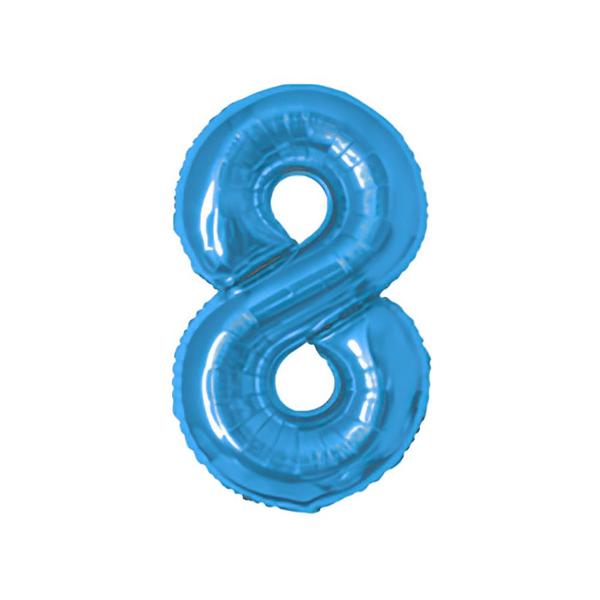 BALAO METAL. NUMERO AZUL 8 75CM DAFESTA