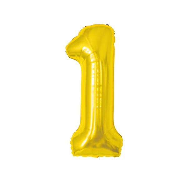 BALAO METAL. NUMERO DOURADO 1 100CM DAFESTA
