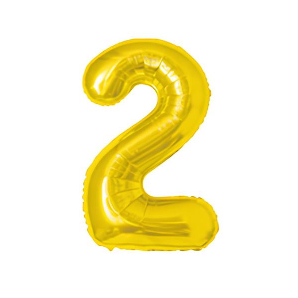 BALAO METAL. NUMERO DOURADO 2 45CM DAFESTA