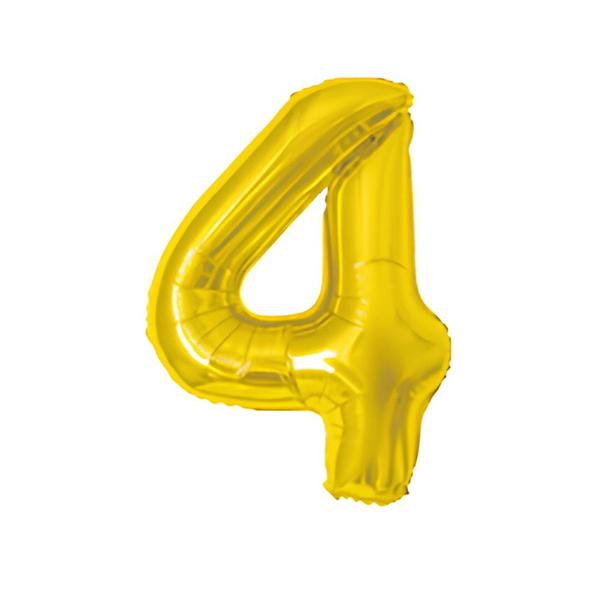 BALAO METAL. NUMERO DOURADO 4 75CM DAFESTA