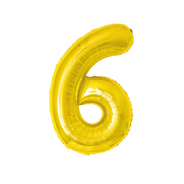 BALAO METAL. NUMERO DOURADO 6 45CM DAFESTA