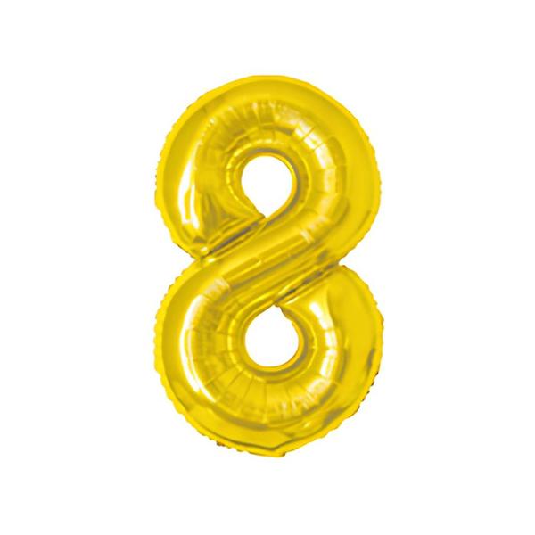 BALAO METAL. NUMERO DOURADO 8 45CM DAFESTA