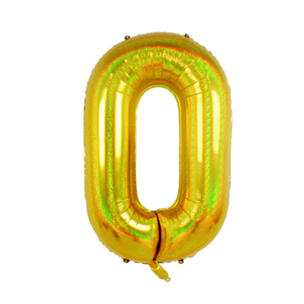 BALAO METAL. NUMERO DOURADO HOLO. 0 45CM DAFESTA