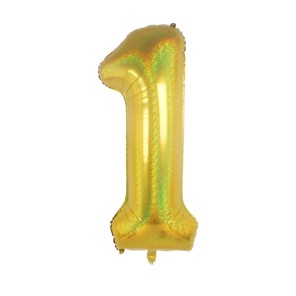 BALAO METAL. NUMERO DOURADO HOLO. 1 45CM DAFESTA