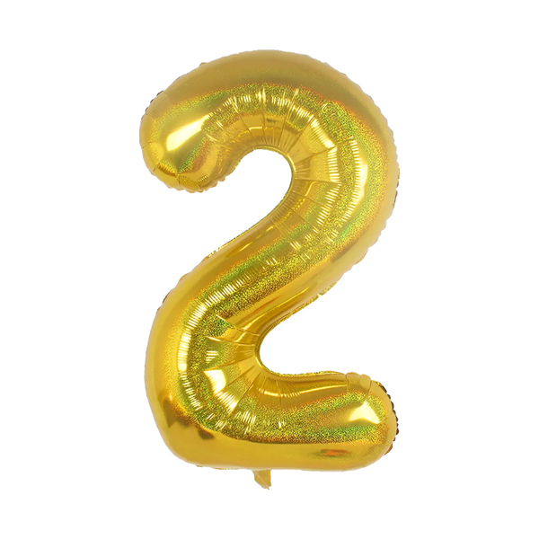BALAO METAL. NUMERO DOURADO HOLO. 2 45CM DAFESTA