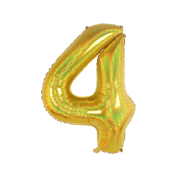 BALAO METAL. NUMERO DOURADO HOLO. 4 45CM DAFESTA