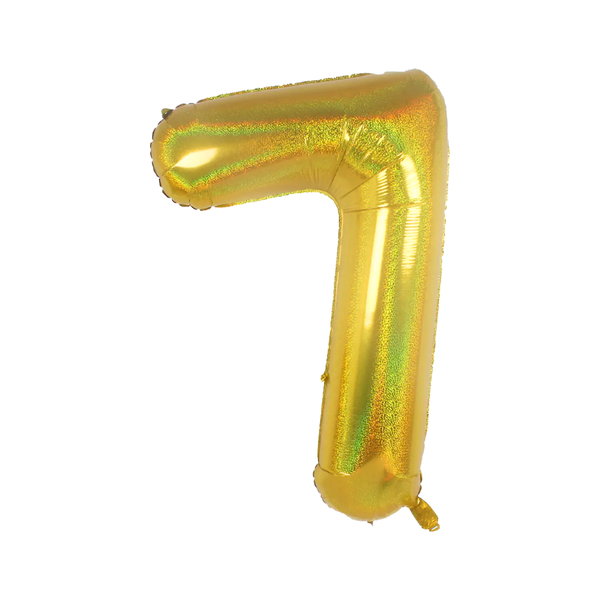BALAO METAL. NUMERO DOURADO HOLO. 7 45CM DAFESTA