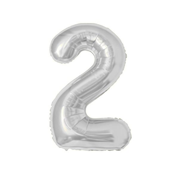 BALAO METAL. NUMERO PRATA 2 45CM DAFESTA