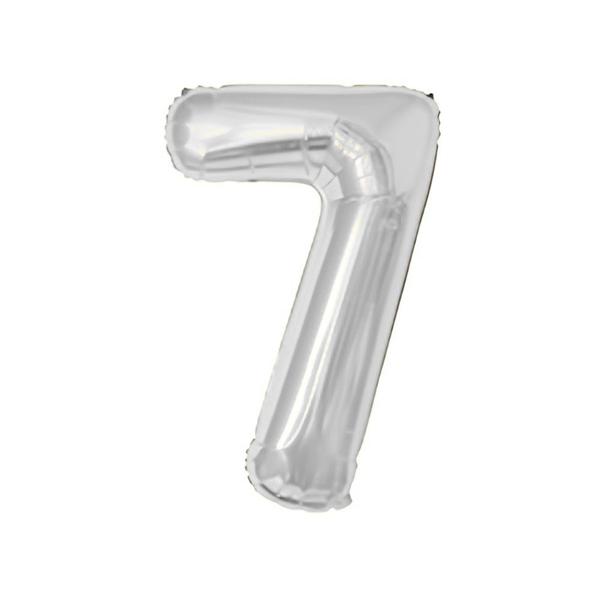 BALAO METAL. NUMERO PRATA 7 45CM DAFESTA