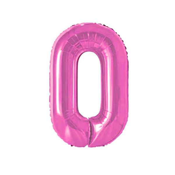 BALAO METAL. NUMERO ROSA 0 75CM DAFESTA
