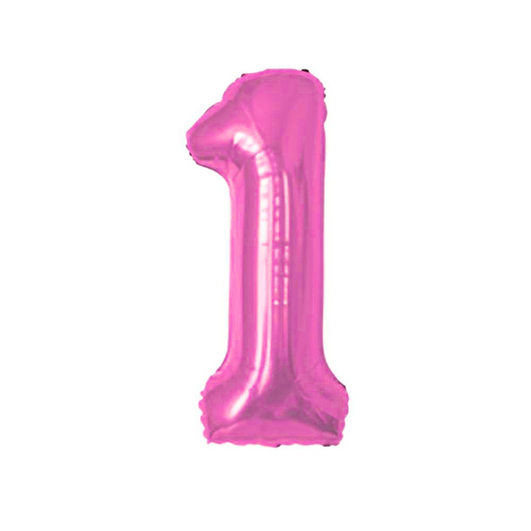 BALAO METAL. NUMERO ROSA 1 75CM DAFESTA