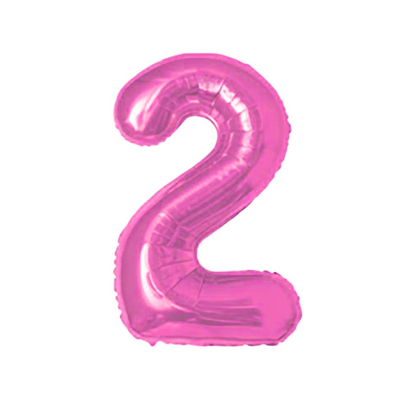 BALAO METAL. NUMERO ROSA 2 75CM DAFESTA