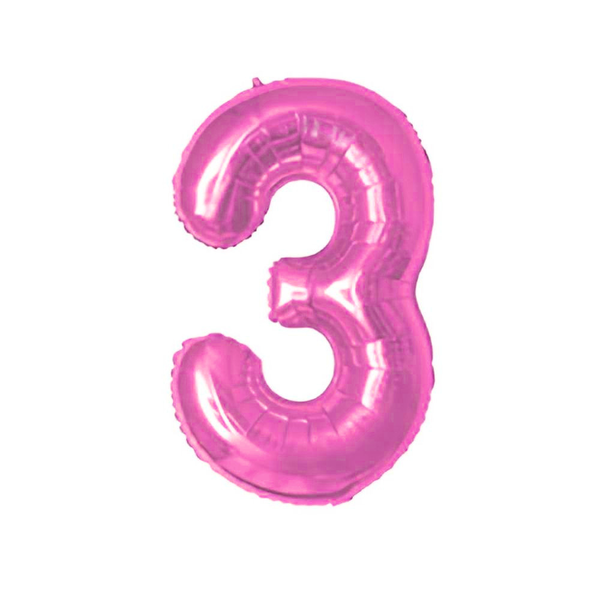 BALAO METAL. NUMERO ROSA 3 75CM DAFESTA