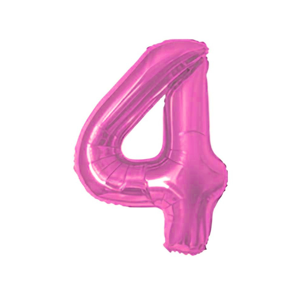 BALAO METAL. NUMERO ROSA 4 75CM DAFESTA