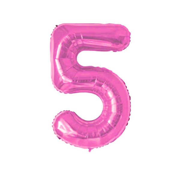 BALAO METAL. NUMERO ROSA 5 75CM DAFESTA