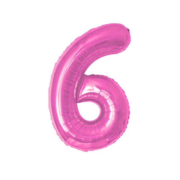 BALAO METAL. NUMERO ROSA 6 75CM DAFESTA