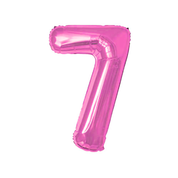 BALAO METAL. NUMERO ROSA 7 75CM DAFESTA