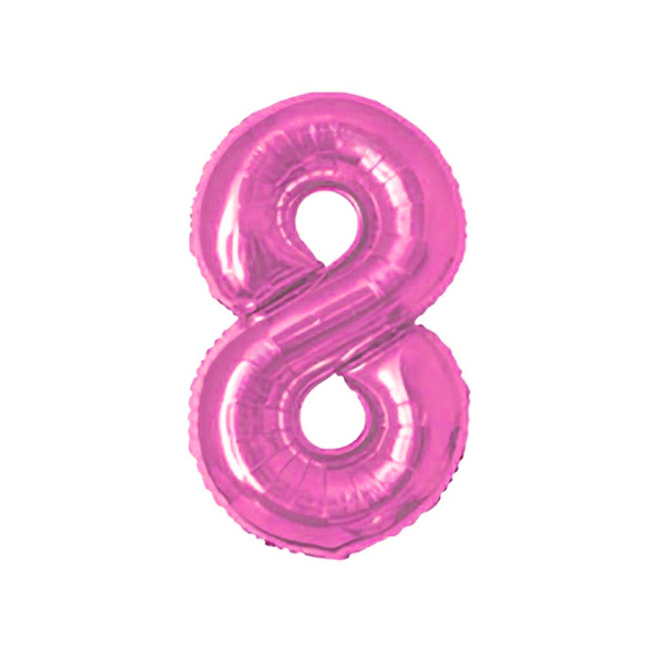BALAO METAL. NUMERO ROSA 8 75CM DAFESTA