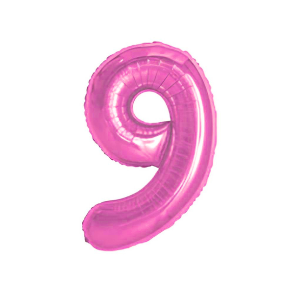 BALAO METAL. NUMERO ROSA 9 75CM DAFESTA