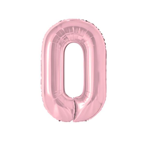 BALAO METAL. NUMERO ROSE  0 100CM DAFESTA