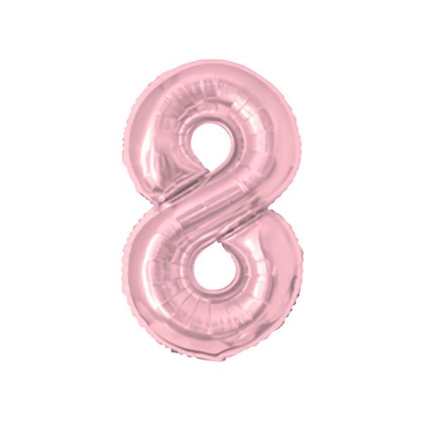 BALAO METAL. NUMERO ROSE 8 45CM DAFESTA
