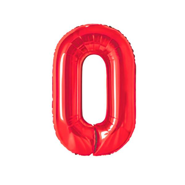 BALAO METAL. NUMERO VERMELHO 0 45CM DAFESTA