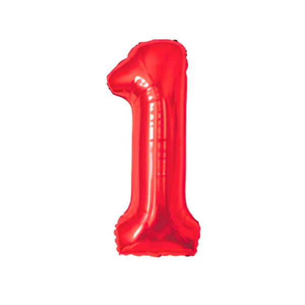 BALAO METAL. NUMERO VERMELHO 1 45CM DAFESTA